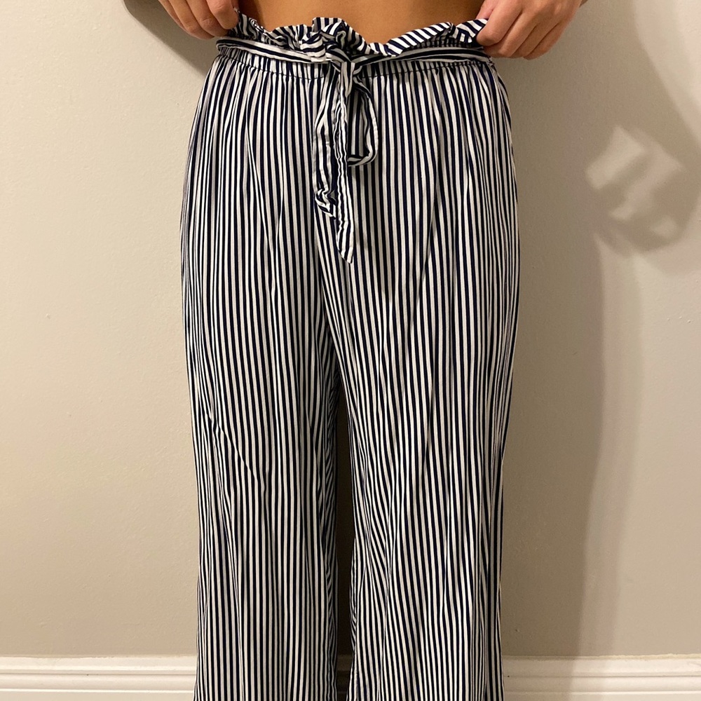 Cute navy blue and white stripped pants